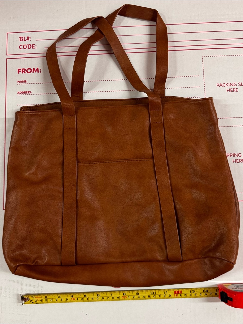Universal Thread Brown Leatherette Tote with Front Slip Pocket